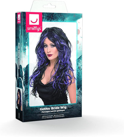 Smiffys Gothic Bride Wig, Purple