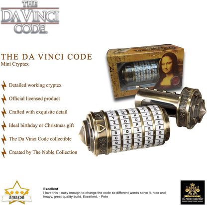 The Noble Collection Da Vinci Code Mini Cryptex - 4in (10cm) Officially Licensed Miniature Working Movie Prop Replicas Gifts