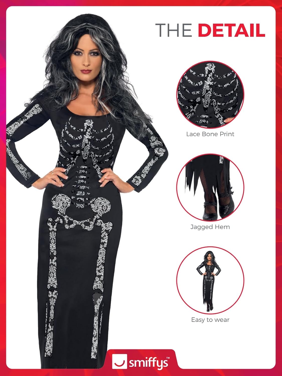 Smiffys Skeleton Costume, Black (Size S)