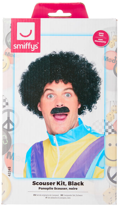 Novelties Direct Scouser Set Black Wig And Tash (1