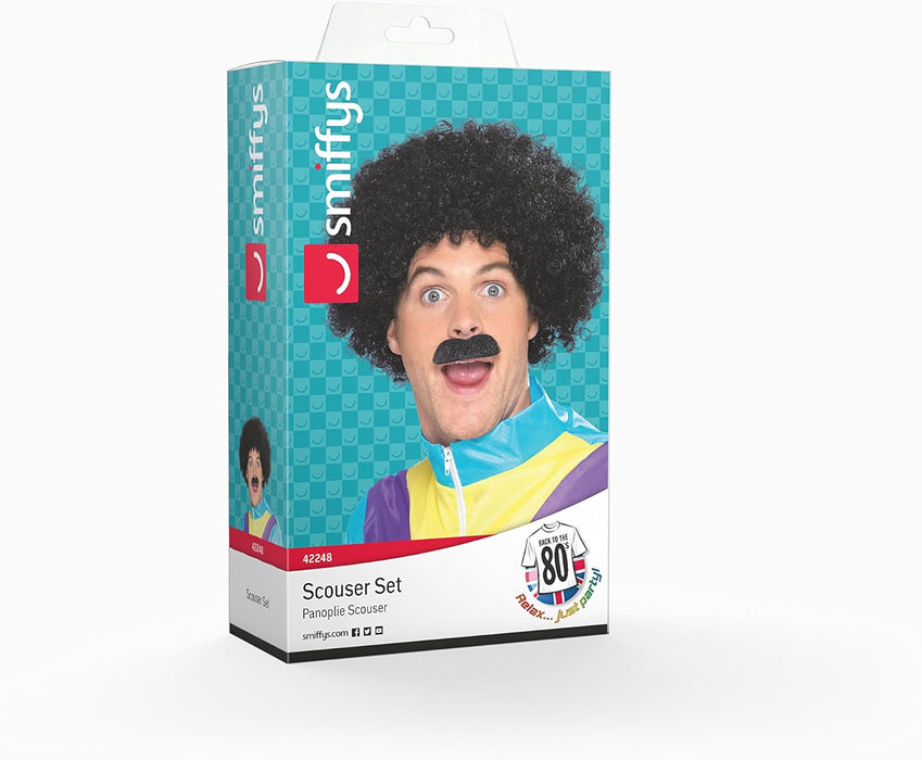 Novelties Direct Scouser Set Black Wig And Tash (1