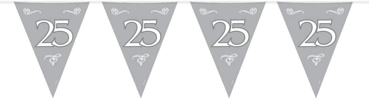 Folat B.V.- Folat 25 cumpleaños/aniversario Bunting Garland Silver, color plata (7451