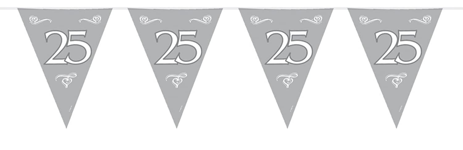 Folat B.V.- Folat 25 cumpleaños/aniversario Bunting Garland Silver, color plata (7451