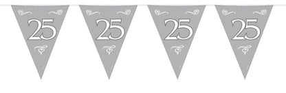 Folat B.V.- Folat 25 cumpleaños/aniversario Bunting Garland Silver, color plata (7451