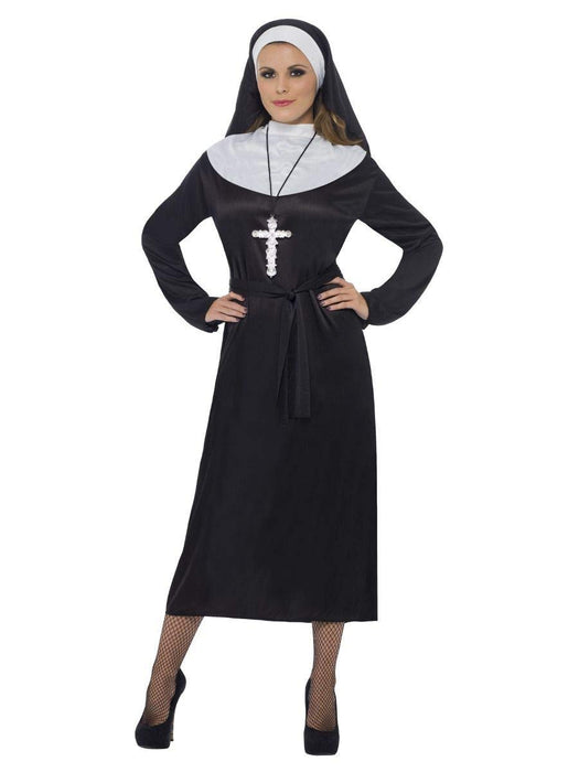 Smiffys Nun Costume, Black with Dress, Belt & Headdress, Saints and Sinners Fancy Dress, Nun Dress Up Costumes