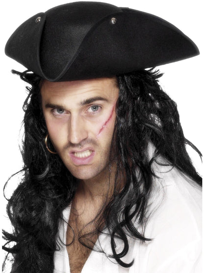 Smiffys Pirate Tricorn Hat, Black