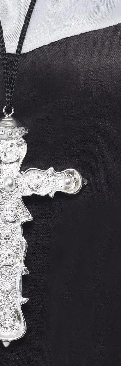 Smiffys Ornate Cross Pendant, Silver