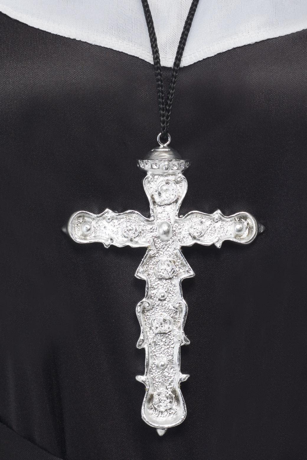 Smiffys Ornate Cross Pendant, Silver