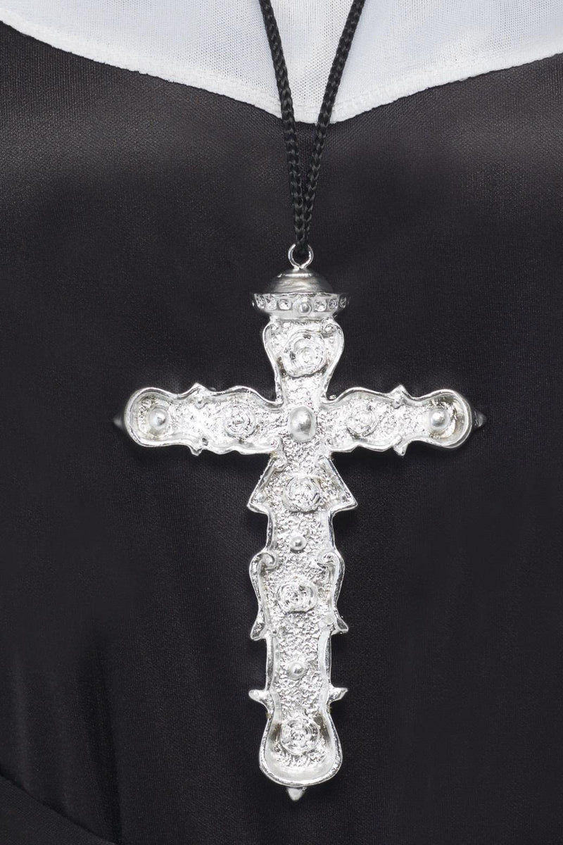 Smiffys Ornate Cross Pendant, Silver