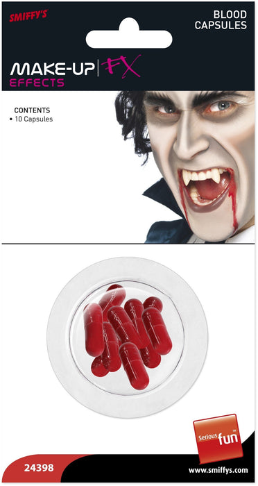 Smiffys Smiffys Make-Up FX, Powder Blood Capsules, Red
