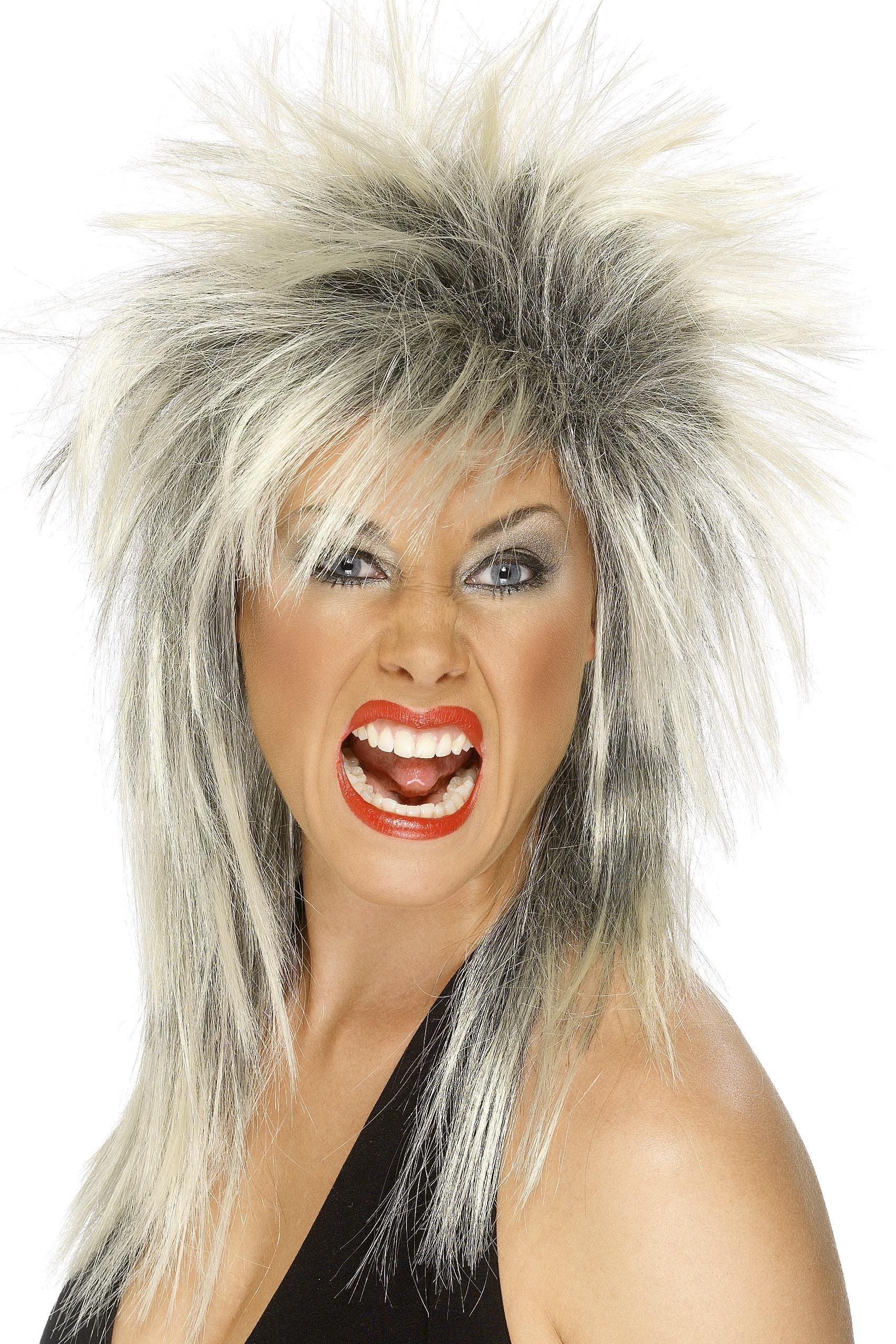 Smiffys Rock Diva Wig, Two Tone