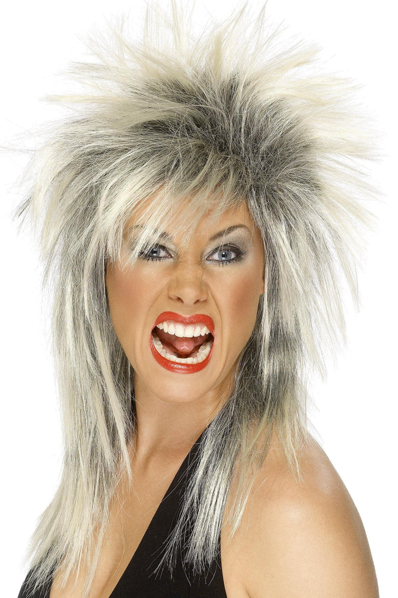 Smiffys Rock Diva Wig, Two Tone