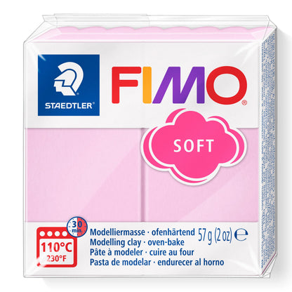STAEDTLER 8020-205 FIMO Soft Oven-Hardening Polymer Modelling Clay - Pastel Rose (1 x 57g Block) Pastel Rose 57g