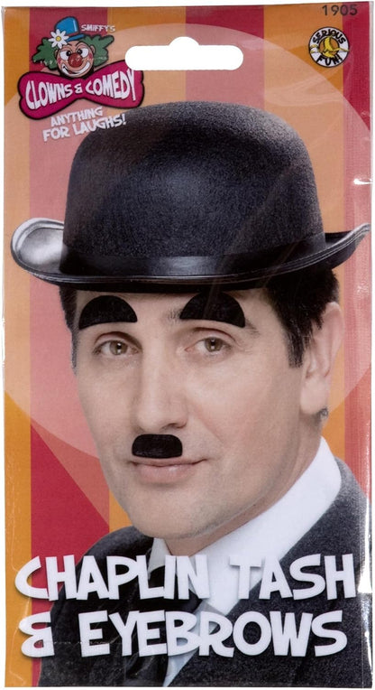 Smiffys Chaplin Tash and Eyebrows, Black