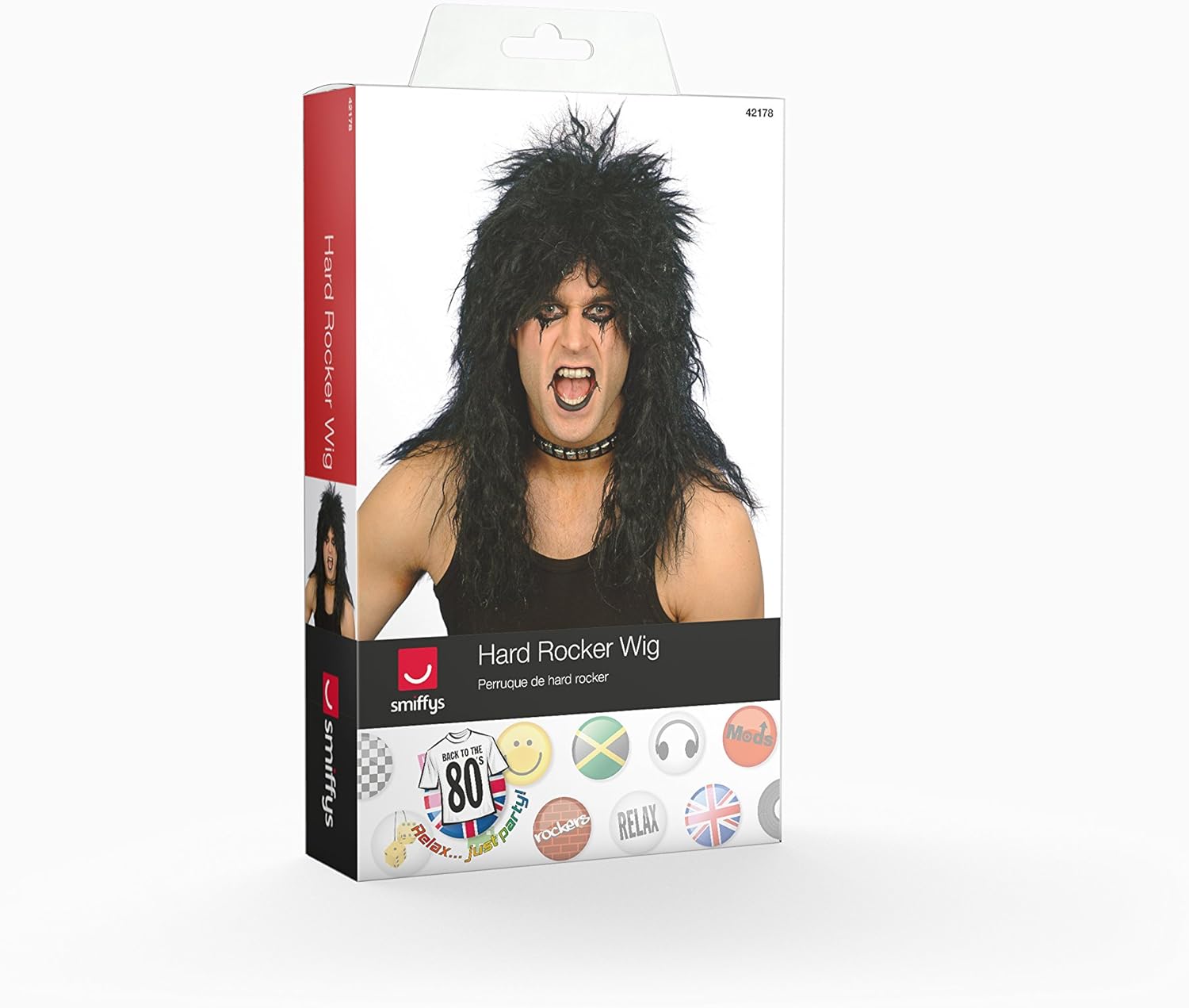 Smiffys Hard Rocker Wig, Black