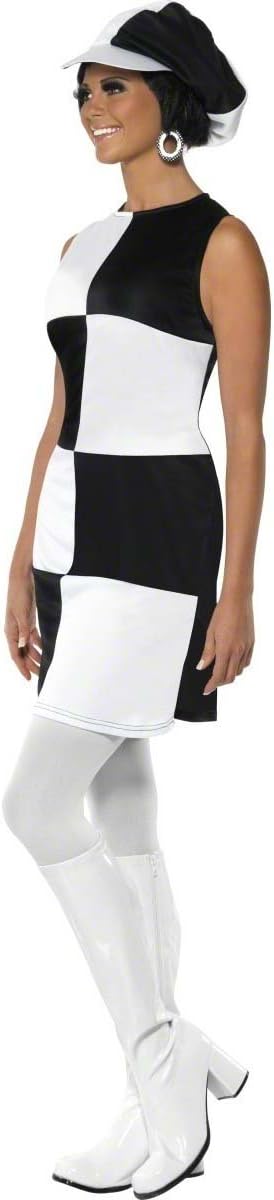 Smiffys 60s Party Girl Costume, Black & White (Size S)