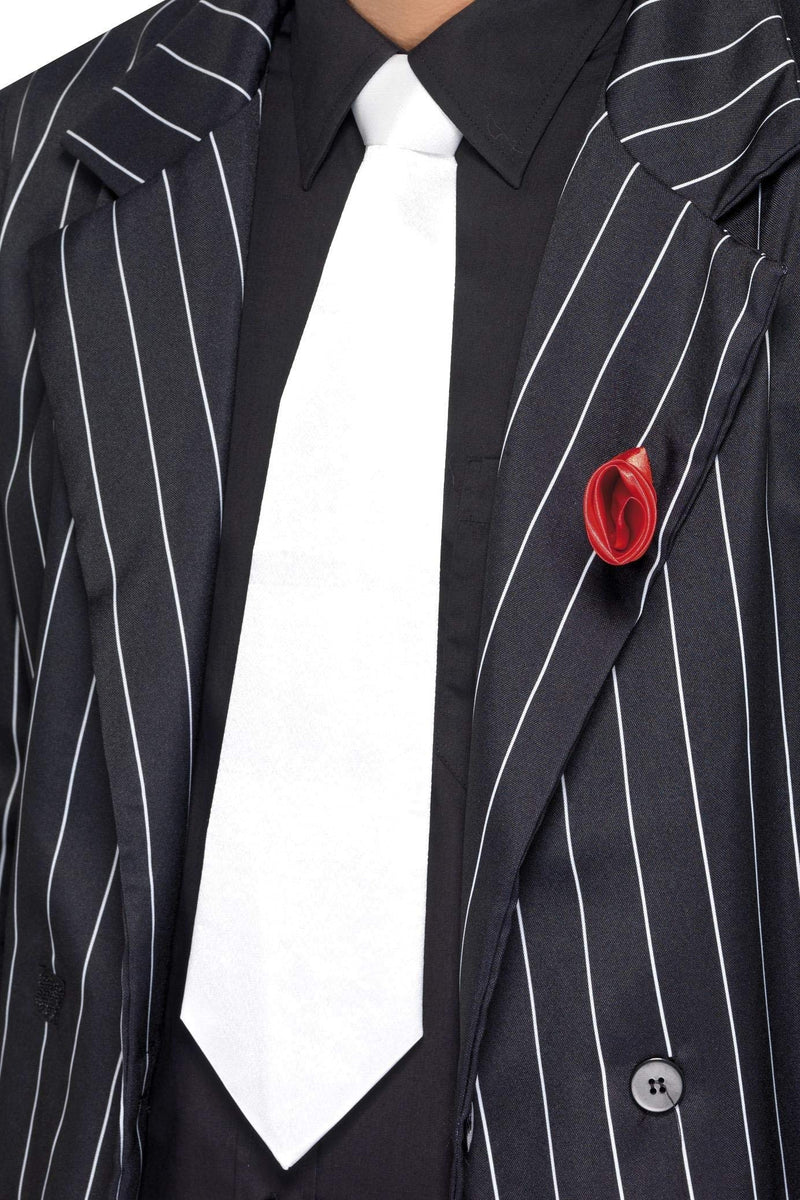 Smiffys White Gangster Tie on Elastic, White
