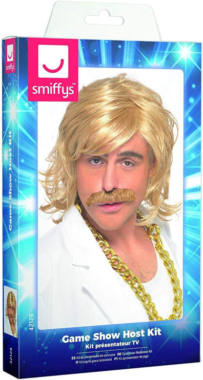 Smiffys Game Show Host Kit, Wig and Tash, Blonde