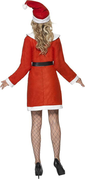 Smiffys Miss Santa Costume, Red with Dress, Belt & Hat, Christmas Adult Fancy Dress, Santa Dress Up Costumes