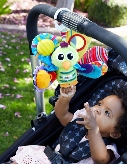 LAMAZE Jacques the Peacock, Clip on Pram and Pushchair Newborn Baby Toy, Sensory Toy for Babies Boys and Girls from 0 to 6 Months
