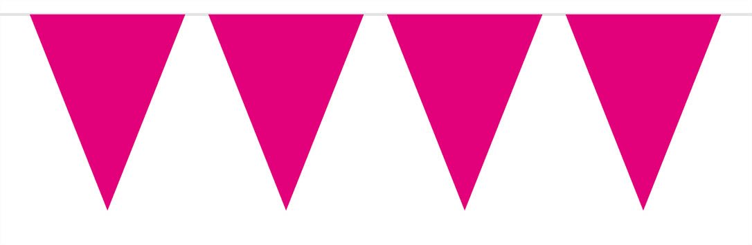 Bunting Cerise 10 metres long with 15 Flags, Triangle, Plastic