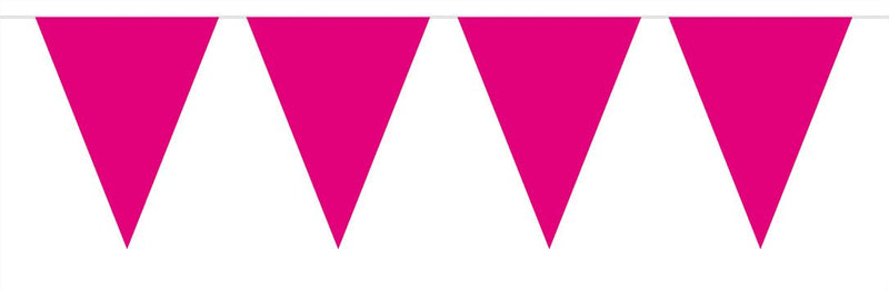 Bunting Cerise 10 metres long with 15 Flags, Triangle, Plastic