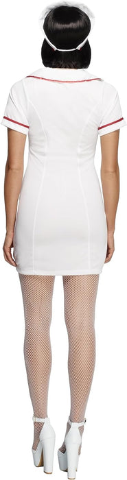 Smiffys Fever No Nonsense Nurse Costume, with Dress & Hat, Fever Fancy Dress, Adult Dress Up Costumes