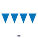 Bunting Blue 10 metres long with 15 Flags, Triangle, Plastic