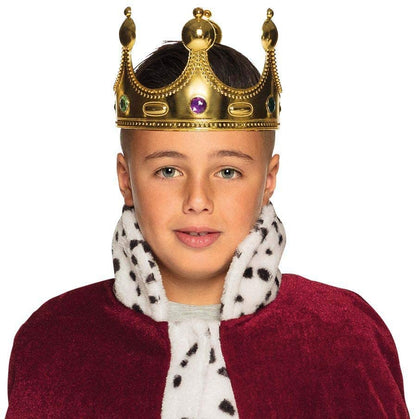Boland Children's Kings Crown, Gold, Royal Fancy Dress Accessory, Crown For Kids, Boys, Girls, Coronation, World Book Day, Nativity, One Size