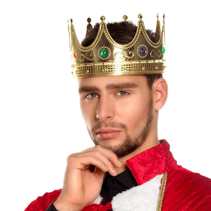 Boland Adults Kings Crown, Gold, Royal Fancy Dress Accessory, Crown For Men, Headwear, Coronation, World Book Day, Nativity, One Size