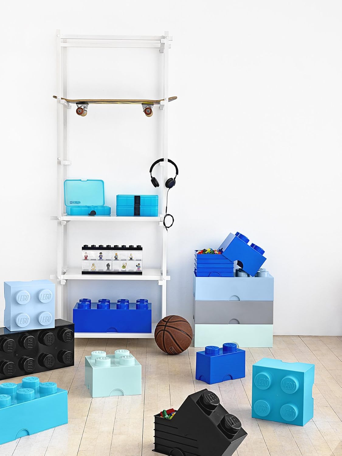 LEGO Aufbewahrungsstein, 4 Noppen, Stapelbare Aufbewahrungsbox, 5,7 l, blau