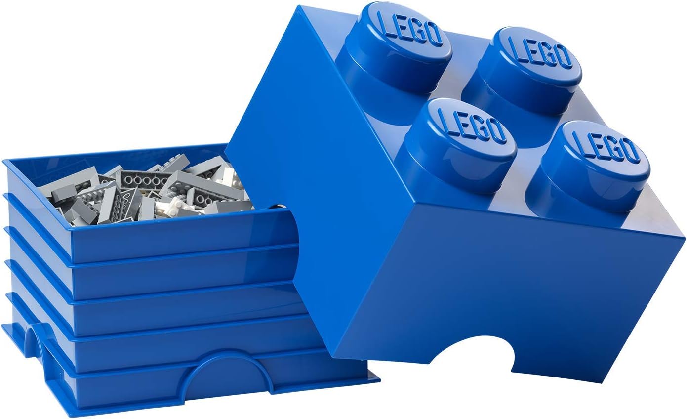 LEGO Aufbewahrungsstein, 4 Noppen, Stapelbare Aufbewahrungsbox, 5,7 l, blau
