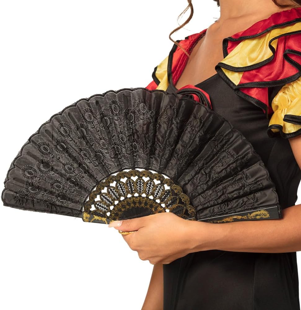 Boland - Fächer Granada aus Stoff, circa 25 cm lang, 20er Jahre, The great Gatsby, Spanierin, Barock, Kostüm, Accessoire, Mottoparty, Karneval