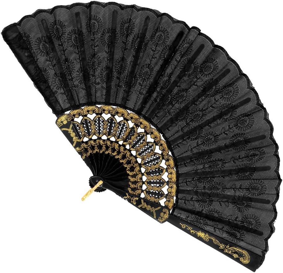 Boland - Fächer Granada aus Stoff, circa 25 cm lang, 20er Jahre, The great Gatsby, Spanierin, Barock, Kostüm, Accessoire, Mottoparty, Karneval