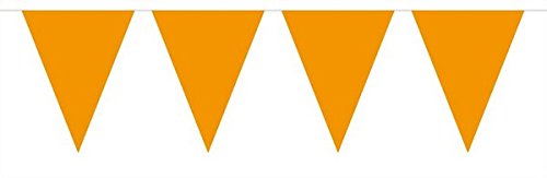 Bunting Orange 10 metres with 15 Flags, Triangle Plastic