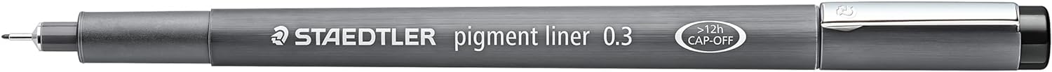 STAEDTLER 308 03-9 Pigment Liner Fineliner Pen for Writing & Technical Drawing - Black, 0.3mm (Box of 10
