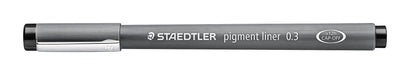 STAEDTLER 308 03-9 Pigment Liner Fineliner Pen for Writing & Technical Drawing - Black, 0.3mm (Box of 10