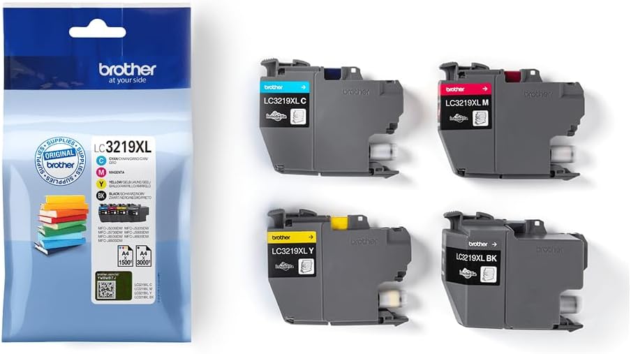 Brother LC3219XLVAL, Juego de 4 cartuchos (Negro, Cian, Magenta y amarillo) para las impresoras MFCJ5330DW, MFCJ5730DW, MFCJ5930DW, MFCJ6530DW, MFCJ6930DW y MFCJ6935DW,