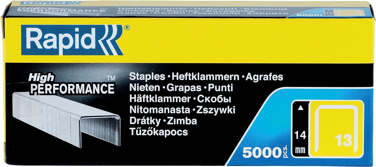 Rapid High-Performance Staples for Textiles, Finewire No. 13, Leg Length 6mm, Staple Gun Staples, Galvanised Steel, 5000 Pieces, Boxed (11830700