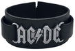 AC/DC Logo Leather Bracelet Black