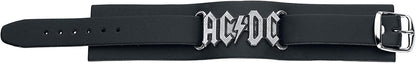 AC/DC Logo Leather Bracelet Black
