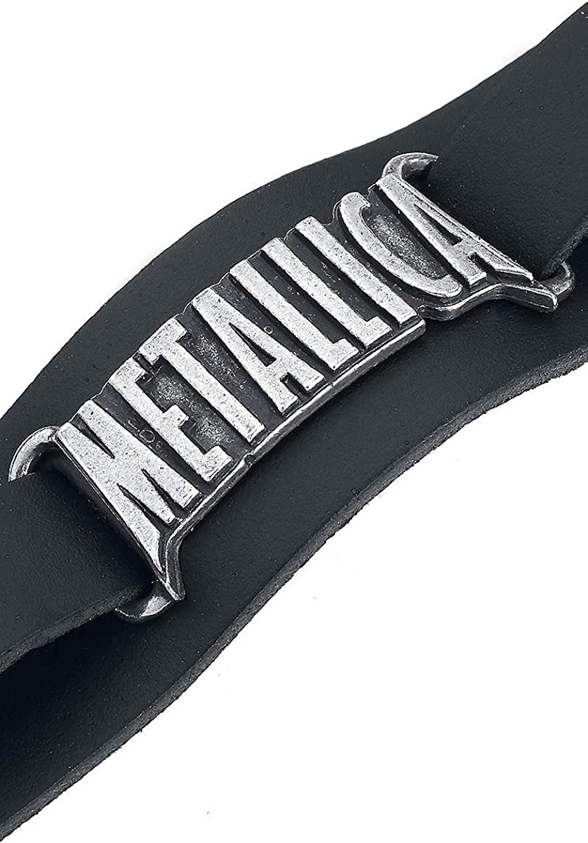 Metallica Alchemy Rocks Logo Leather Wristband Black
