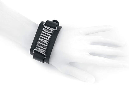 Metallica Alchemy Rocks Logo Leather Wristband Black