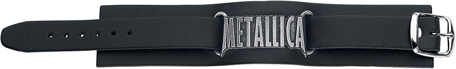 Metallica Alchemy Rocks Logo Leather Wristband Black