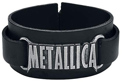 Metallica Alchemy Rocks Logo Leather Wristband Black