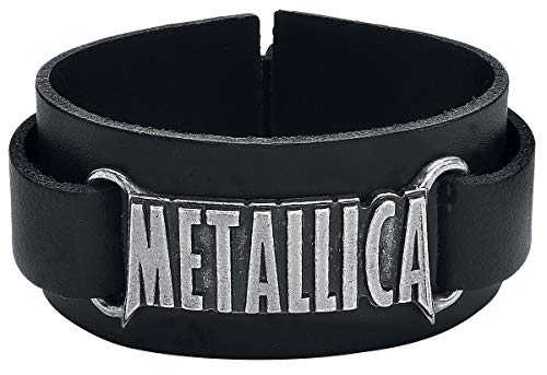 Metallica Alchemy Rocks Logo Leather Wristband Black