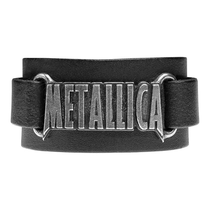 Metallica Alchemy Rocks Logo Leather Wristband Black