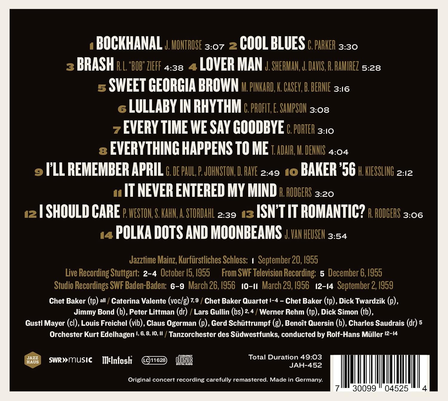 Chet Baker - Lost Tapes (Early Chet in Germany 1955 - 1959