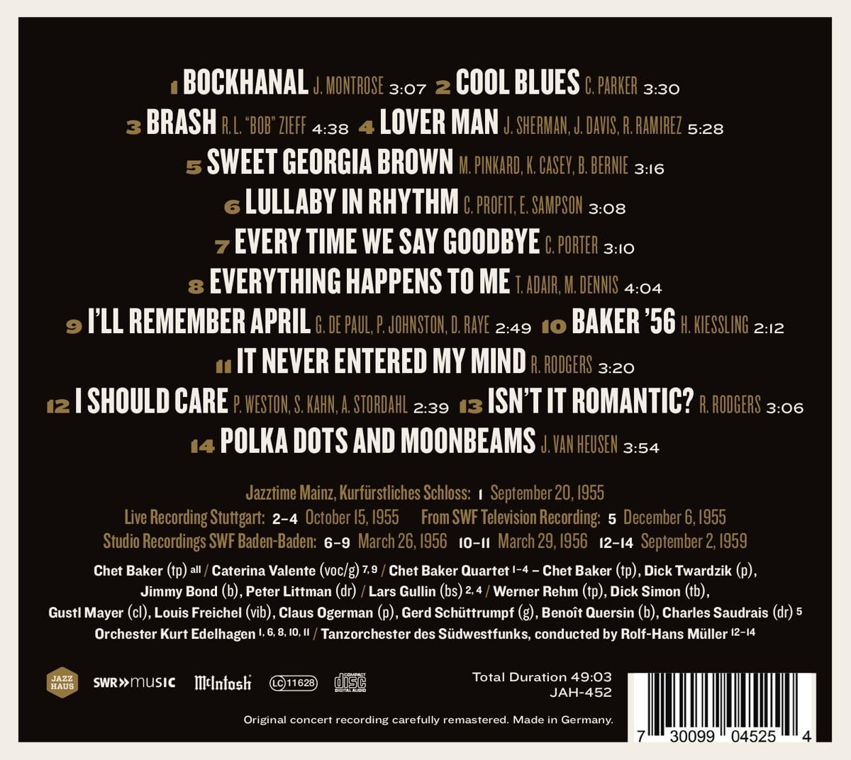 Chet Baker - Lost Tapes (Early Chet in Germany 1955 - 1959