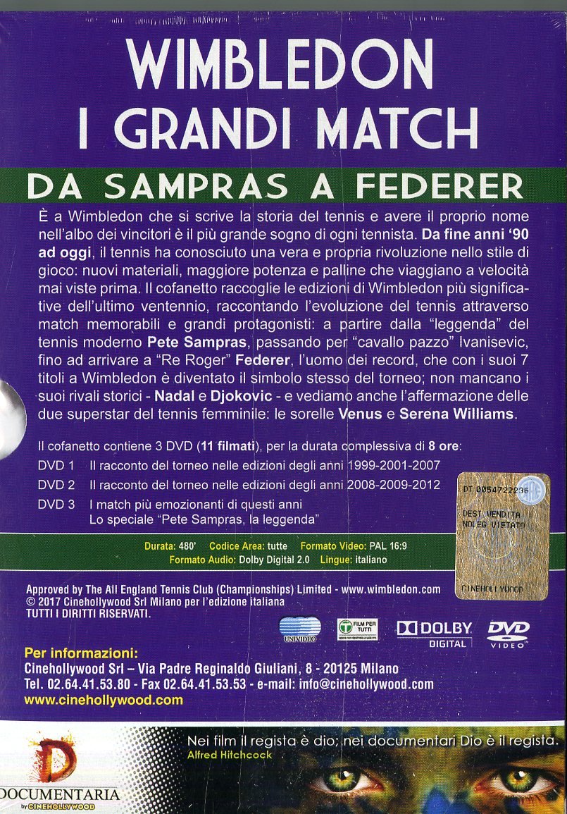Wimbledon - I Grandi Match - Da Sampras A Federer (Cofanetto 3 DVD